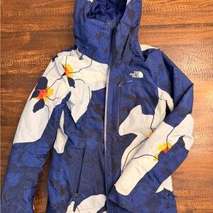 The North Face Navy and White Floral Ski Jacket